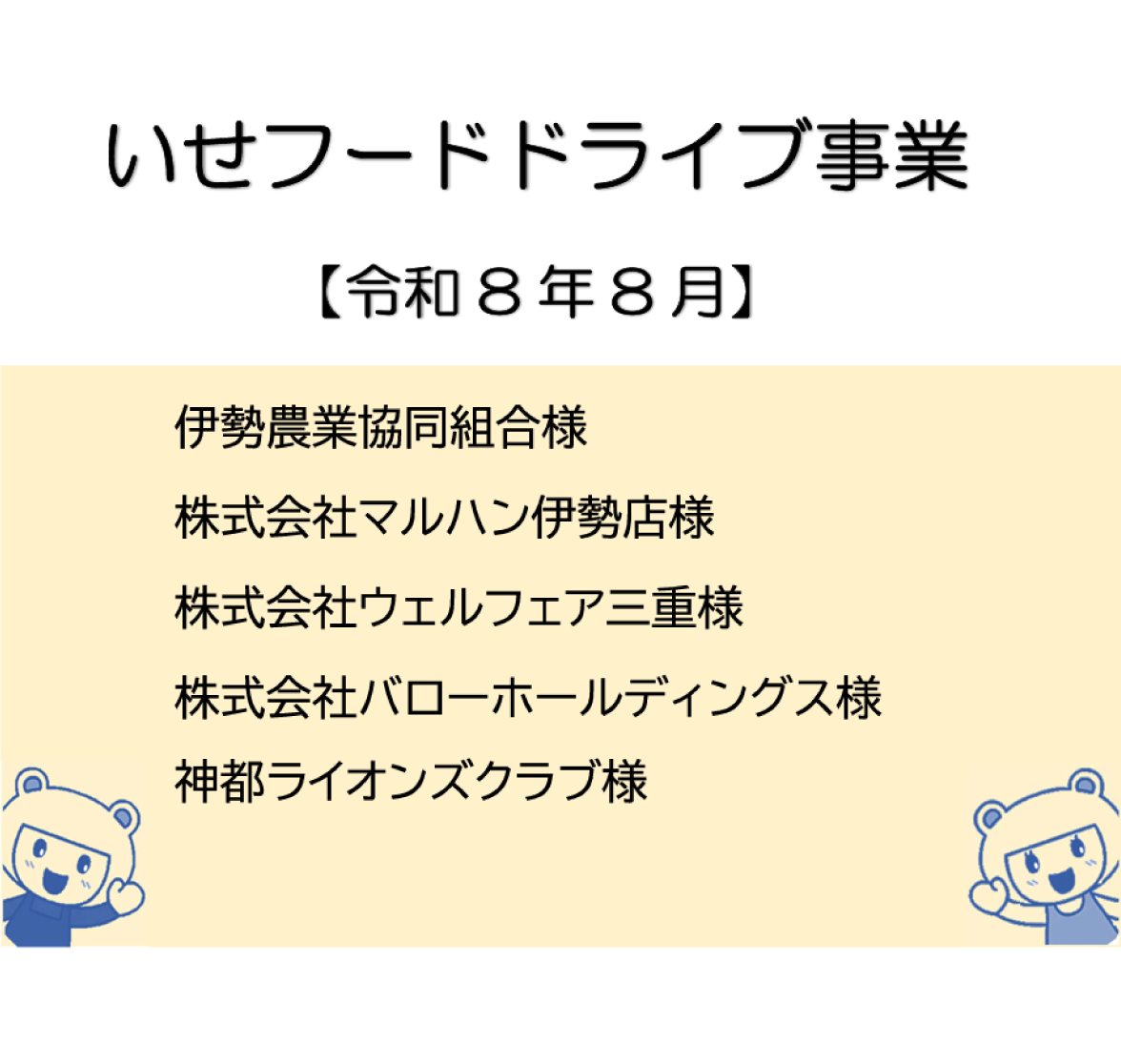 フードドライブにご寄付いただいた皆様